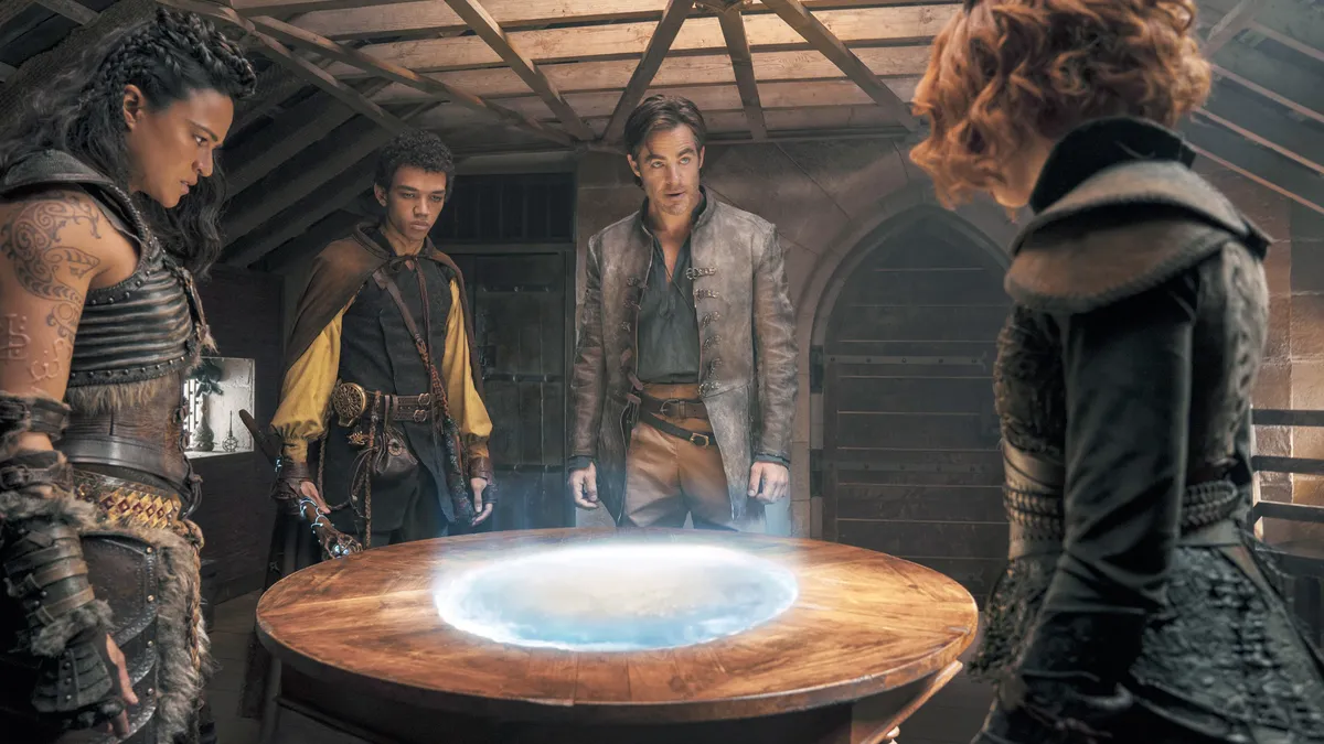 An image featuring characters from the Dungeons & Dragons: Honor Among Thieves movie, looking ready for adventure.