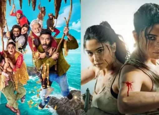 A movie poster for Dhamaal 4 featuring the main cast.