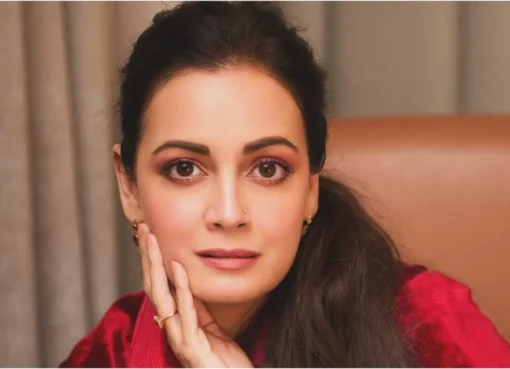 A beautiful photo of Dia Mirza smiling naturally at a press event