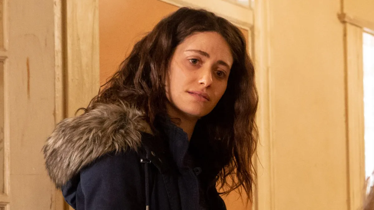 Emmy Rossum on the set of Shameless.