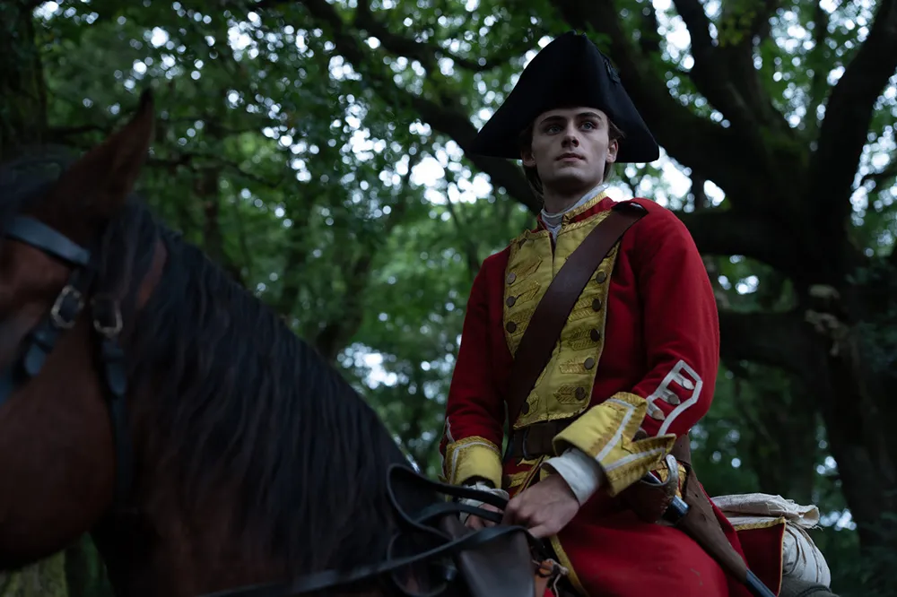 An artistic rendering of a young George Washington looking determined, perhaps from the film 'Young Washington'.