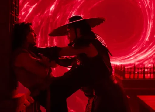 Screenshot of Mortal Kombat II movie announcement graphic.