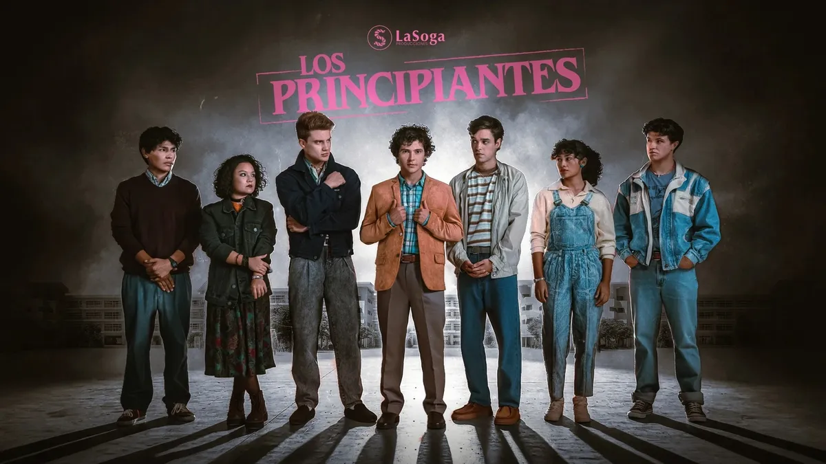 First look images from the set of 'Los Principiantes' in 1980s Lima, Peru.