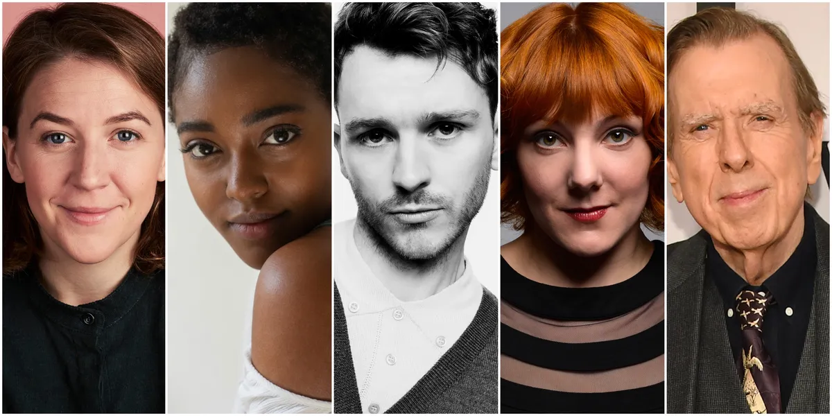 Headshots of actors Harry Lawtey, Arsema Thomas, Timothy Spall, and Damson Idris in a collage.