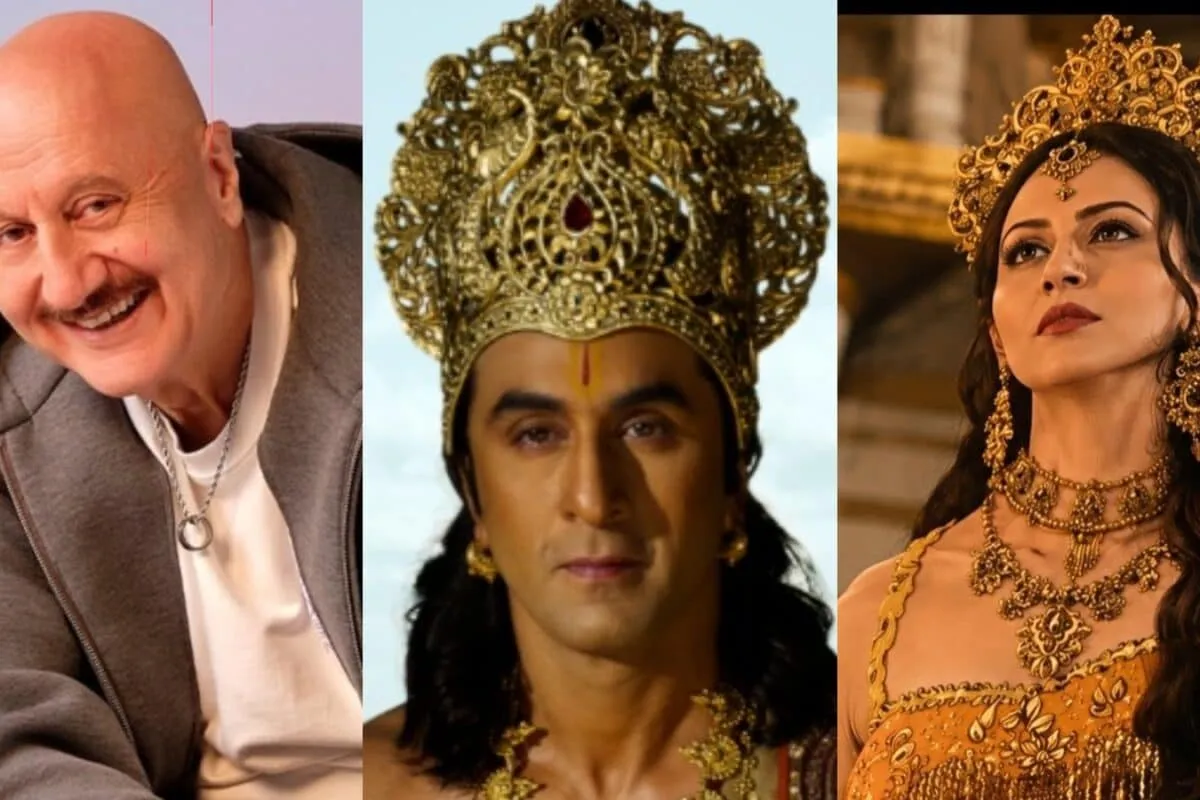 Cast members of Nitesh Tiwari's Ramayana, featuring Anupam Kher, Ranbir Kapoor, Sai Pallavi, and Yash.