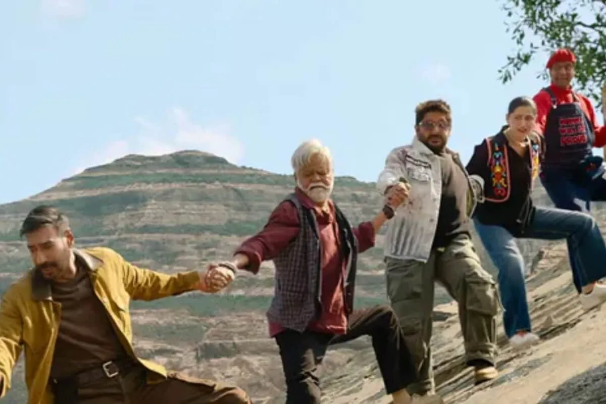 Ajay Devgn looking intense in a scene from the movie Dhamaal 4.
