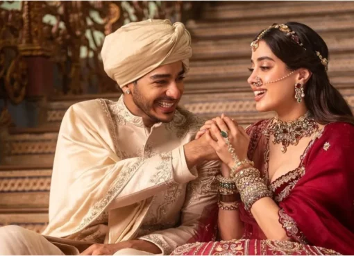 Ishaan Khatter and Janhvi Kapoor smiling together in a warm, friendly reunion photo.