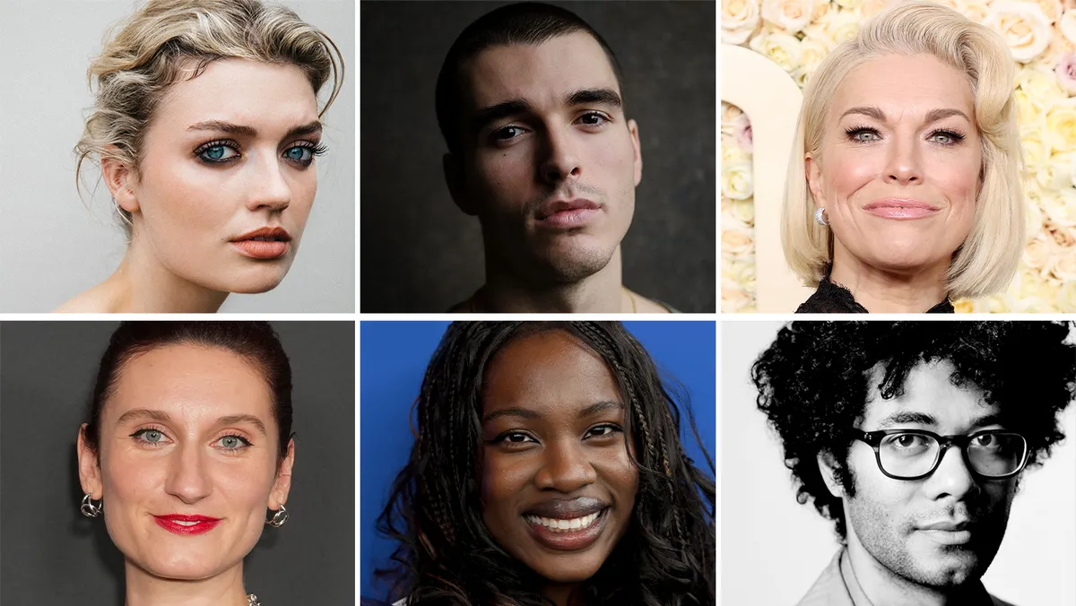 Collage of actors' faces from the Jilly Cooper Audible adaptation.