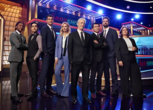 Jon Stewart on the set of The Daily Show.