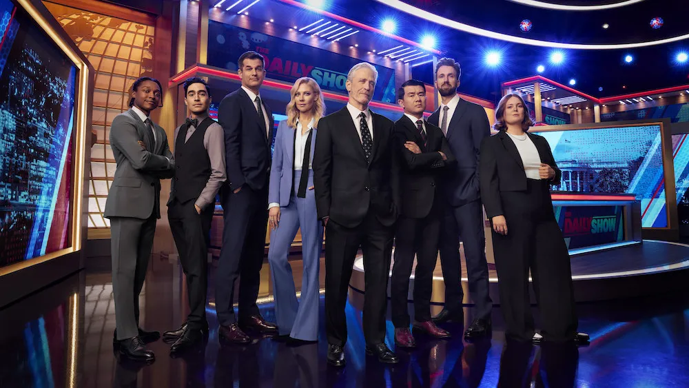 Jon Stewart on the set of The Daily Show.