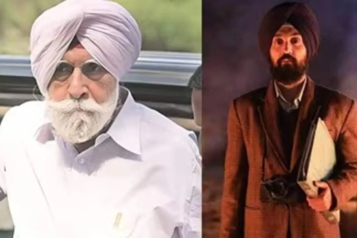 Poster for Diljit Dosanjh's movie 'Satluj' showing a stern police officer.