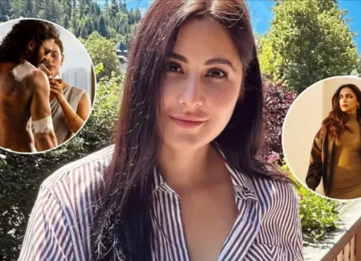 Split image of Katrina Kaif and Deepika Padukone, looking glamorous and poised.