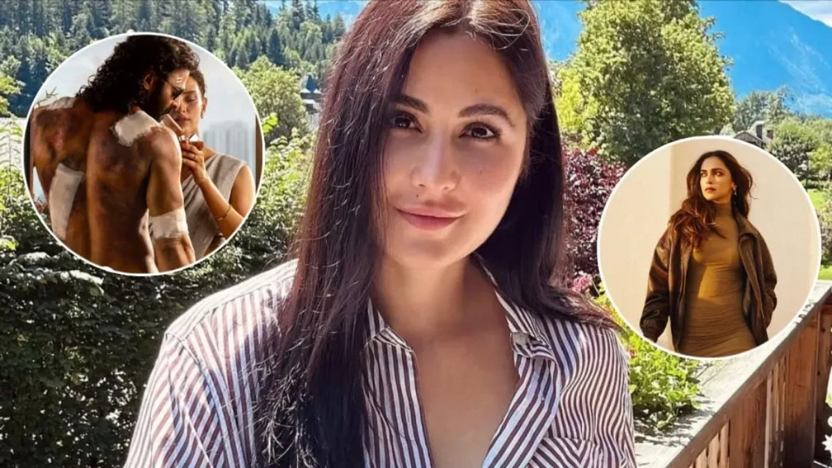 Split image of Katrina Kaif and Deepika Padukone, looking glamorous and poised.