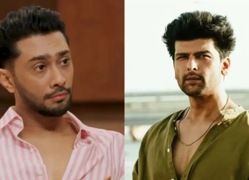 Kushal Tandon and Zaid Darbar talking on a TV set