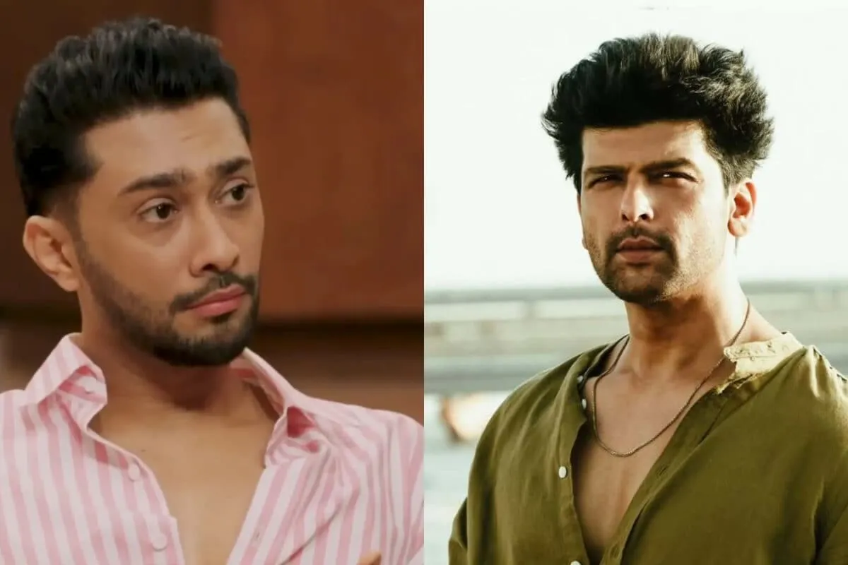 Kushal Tandon and Zaid Darbar talking on a TV set