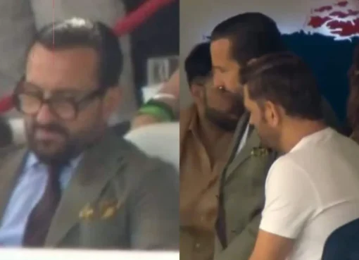 Saif Ali Khan and Taimur watching a cricket match with MS Dhoni and Sakshi at Lord's, with Kriti Sanon also in attendance.