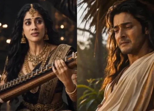 AI-generated image showing Mahesh Babu as Ram and Jr NTR as Ravan from a viral Ramayana trailer.