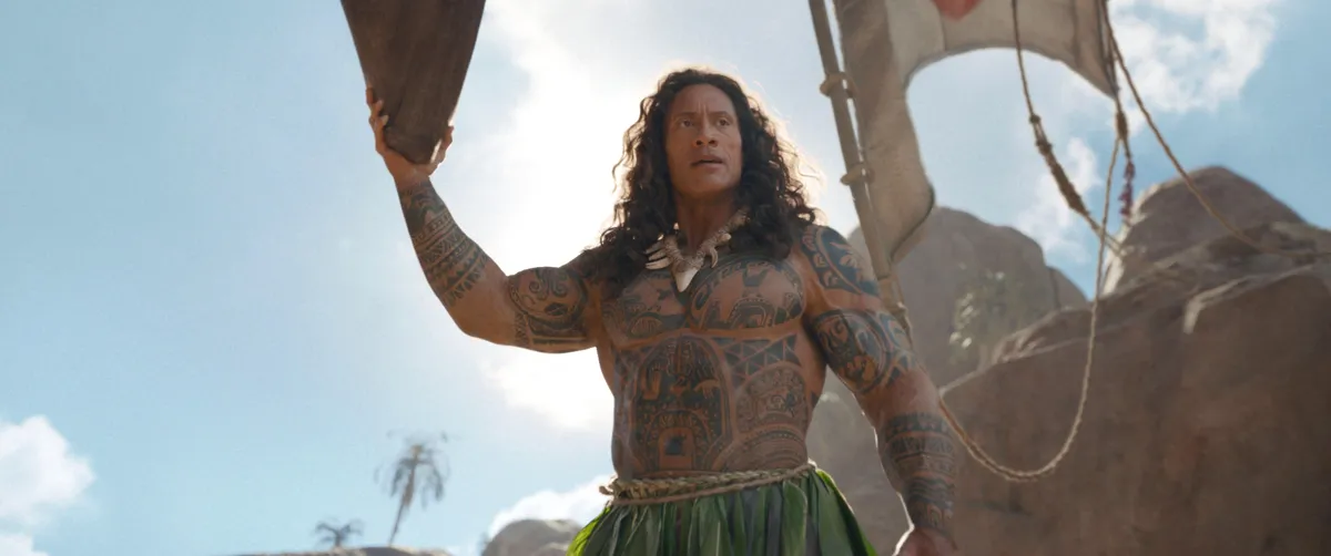 A still image from the movie Moana showing the main characters.