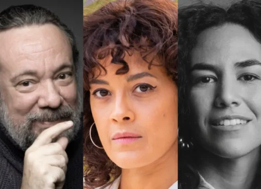 Headshots of actors Maeve Jinkings, Bárbara Colen, and Márcio Vito, who are set to star in Mesopotamia.