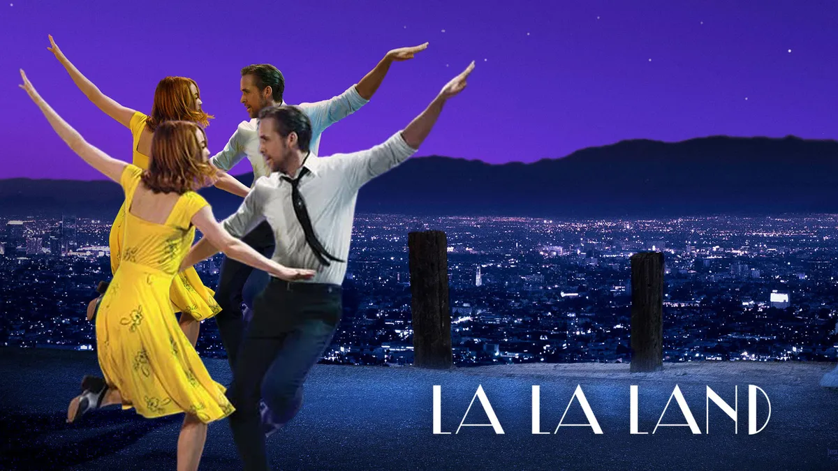 New La La Land poster showing Ryan Gosling and Emma Stone dancing with a corrected hand position.