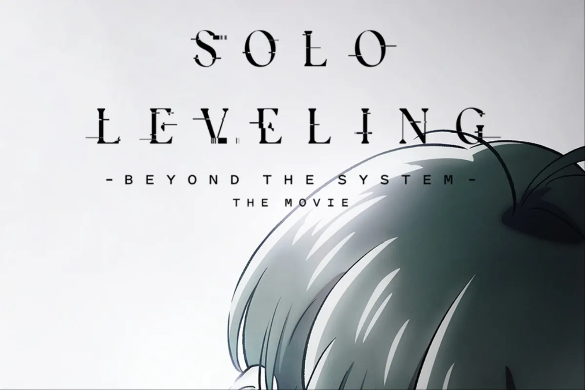 Artwork showing Sung Jinwoo from Solo Leveling, surrounded by shadows and glowing energy in a dynamic pose.