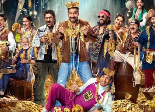 Ajay Devgn and Riteish Deshmukh looking surprised, possibly at box office numbers.