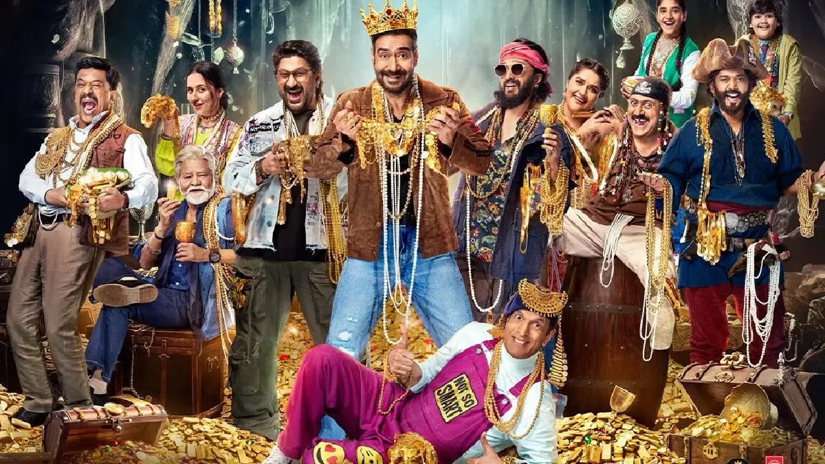 Ajay Devgn and Riteish Deshmukh looking surprised, possibly at box office numbers.