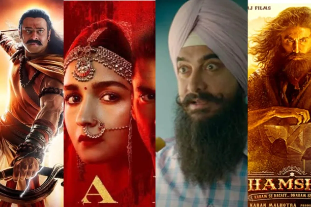 A collage of movie posters for big-budget Bollywood films that didn't do well at the box office.