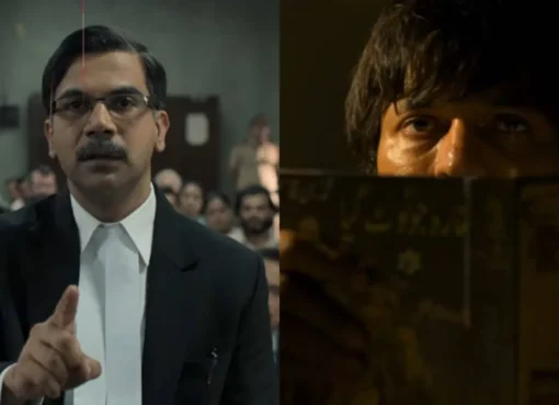 Rajkummar Rao in a serious role, possibly from Prahaar, looking intense and focused.