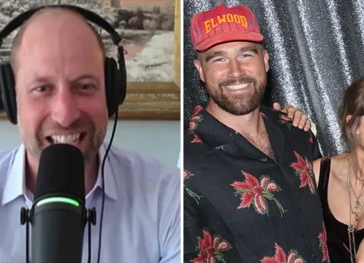 Prince William and Travis Kelce smiling while talking about sports