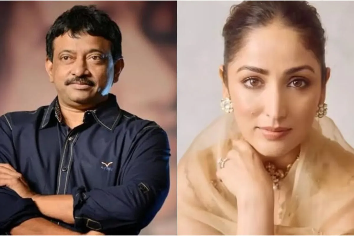 Ram Gopal Varma smiling and Yami Gautam holding an award.