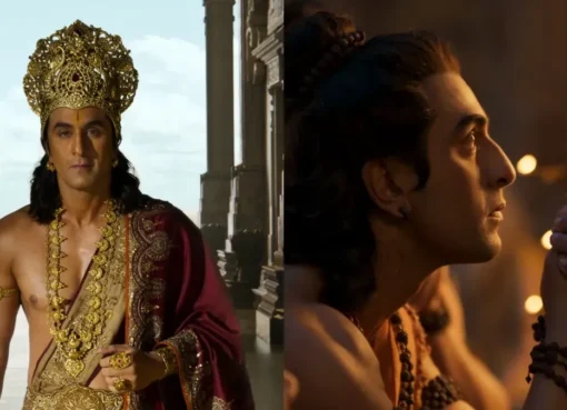 A grand, mythical scene hinting at the Ramayana film.