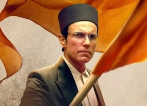 Randeep Hooda looking serious in a still from Swatantrya Veer Savarkar.