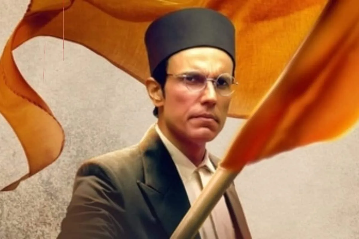 Randeep Hooda looking serious in a still from Swatantrya Veer Savarkar.