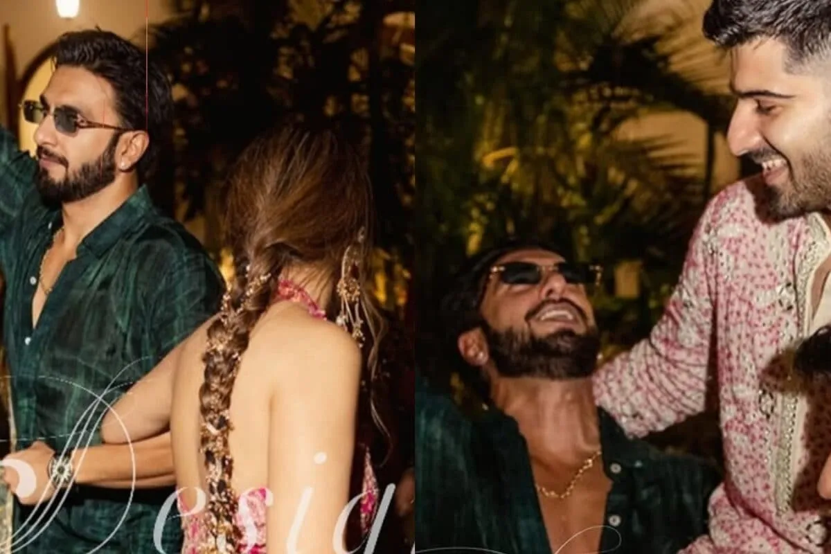Ranveer Singh dancing and smiling at his cousin's wedding in Goa