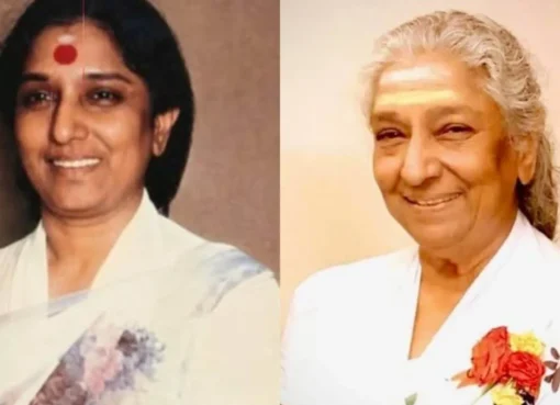 S. Janaki, the Nightingale of South India, looking graceful and serene.