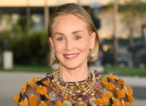 Sharon Stone with a thoughtful and intense expression.
