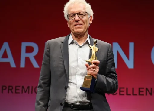 Carlton Cuse speaking at a panel.