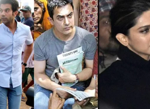 Bollywood actors marching in a protest.