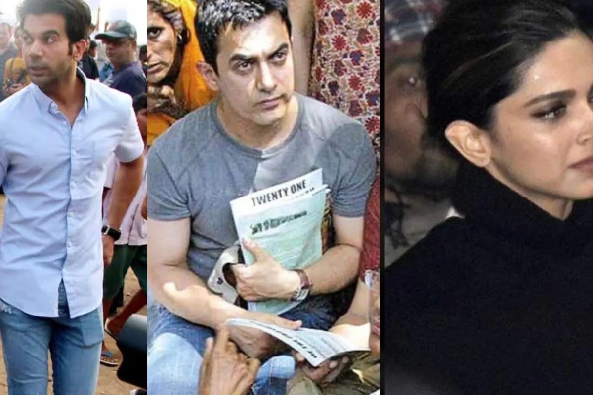 Bollywood actors marching in a protest.