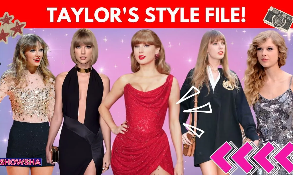 Taylor Swift showcasing a stunning outfit on a red carpet.
