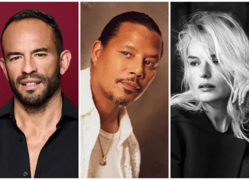 Headshots of actors Terrence Howard, Kate Bosworth, and Guillermo Iván.