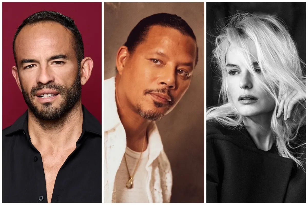 Headshots of actors Terrence Howard, Kate Bosworth, and Guillermo Iván.