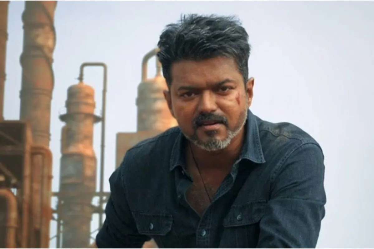 Thalapathy Vijay posing for a photo.