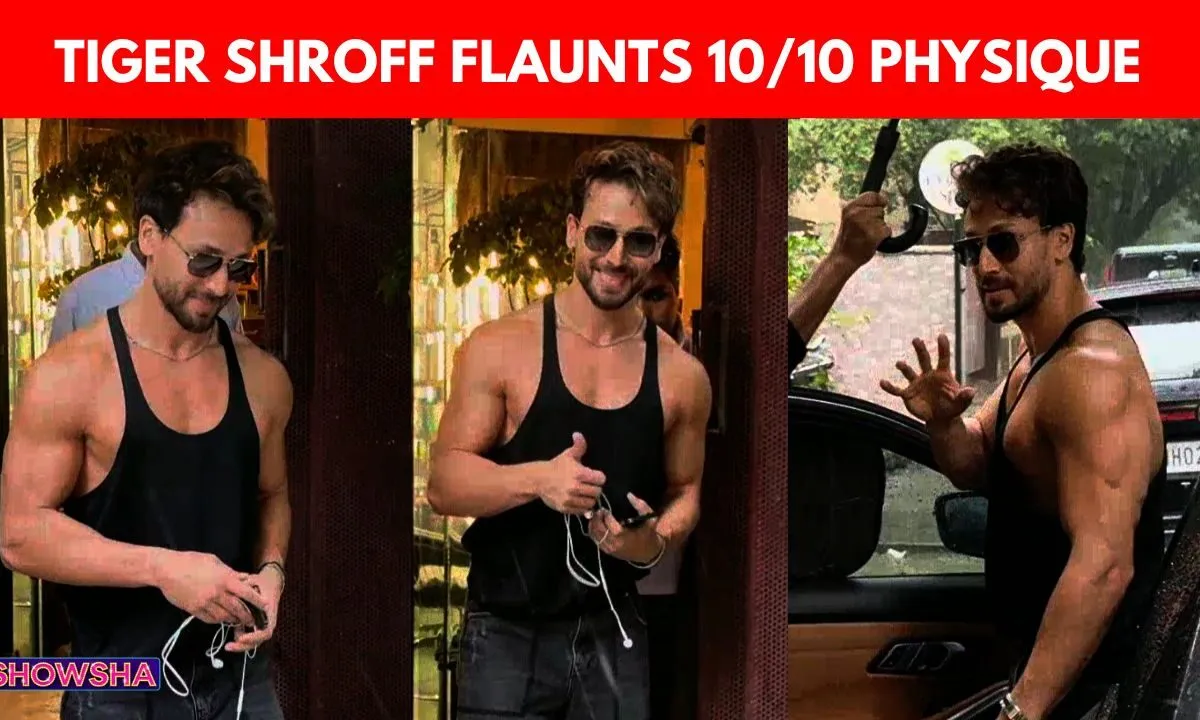 Tiger Shroff in a black vest and black jeans, looking stylish and cool in Mumbai.