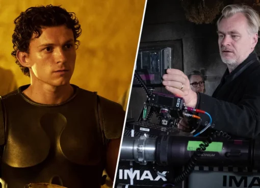 Tom Holland looking stressed on a movie set.