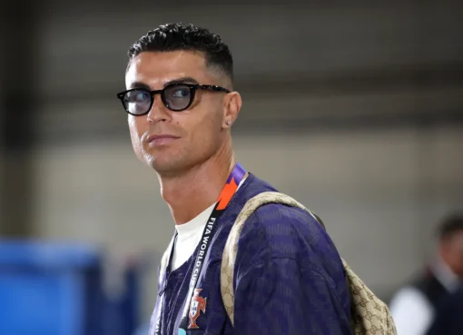 Cristiano Ronaldo looking focused, possibly on a film set for his new drama series.