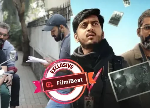 Director Vikram Patwardhan with actors Amey Wagh and Nagraj Manjule discussing the film 'Frame'.