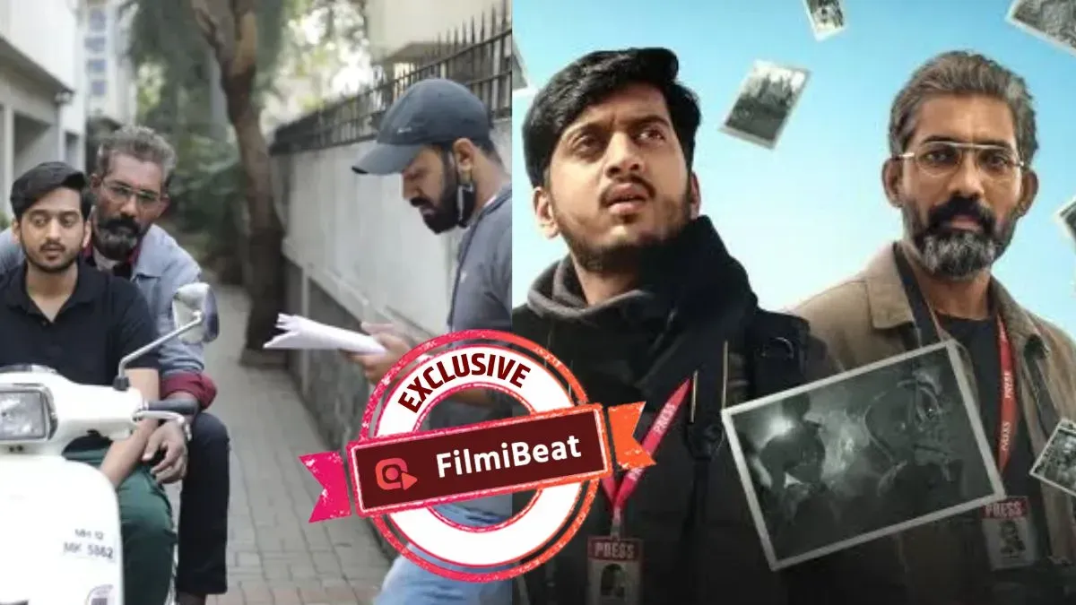 Director Vikram Patwardhan with actors Amey Wagh and Nagraj Manjule discussing the film 'Frame'.