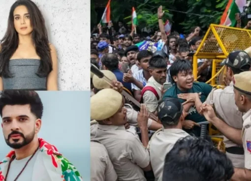 Karan Kundrra and Preity Zinta reacting to protests on social media.